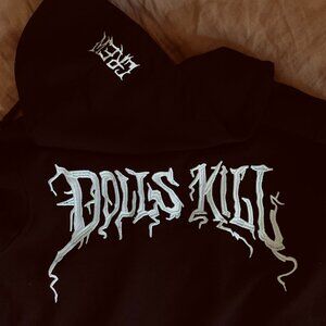 Dolls Kill x Current Mood - Crew Embroidered Black Hoodie - M